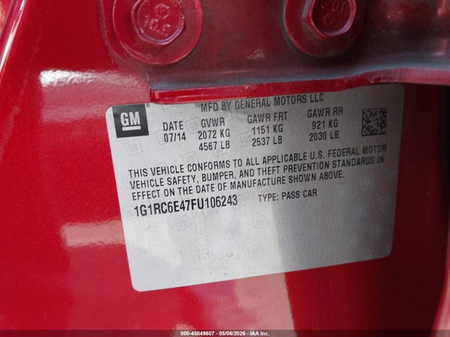 1G1RC6E47FU106243 Chevrolet Volt