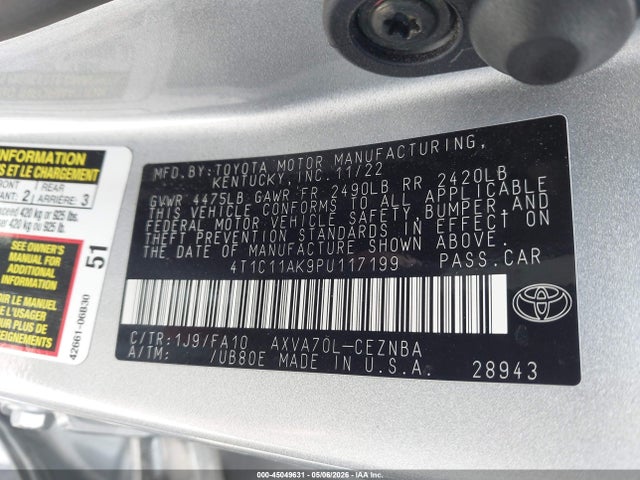4T1C11AK9PU117199 Toyota CAMRY LE