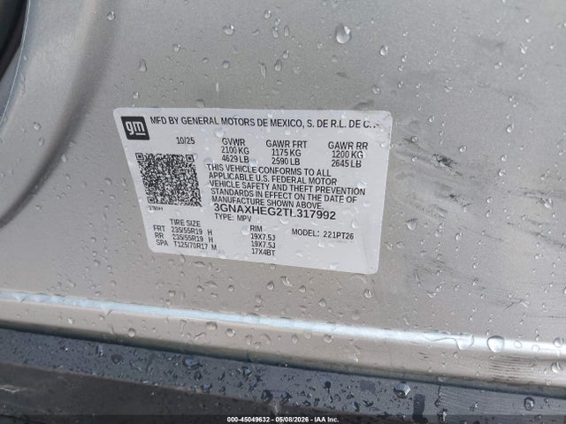 45049632 :رقم المزاد ، 3GNAXHEG2TL317992 vin ، 2026 Chevrolet Equinox Fwd Lt مزاد بيع