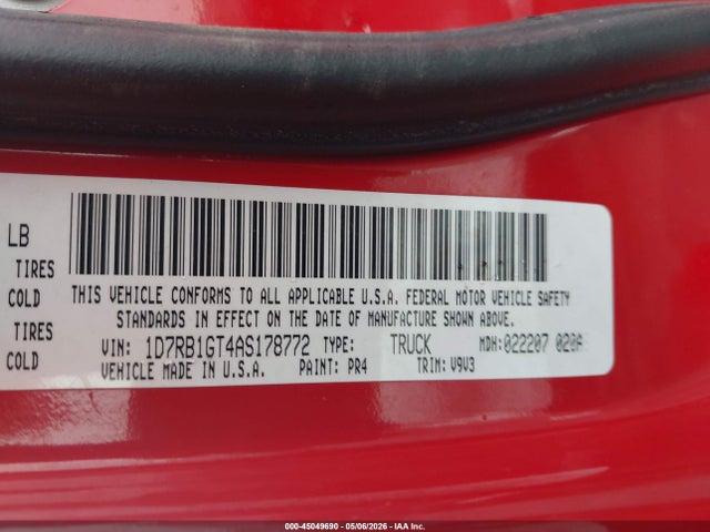 Aukcja sprzedaży 2010 Dodge Ram 1500 Slt/sport/trx, vin: 1D7RB1GT4AS178772, numer aukcji: 45049690