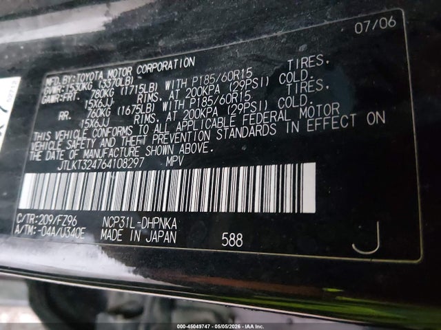 Aukcja sprzedaży 2006 Scion Xb, vin: JTLKT324764108297, numer aukcji: 45049747