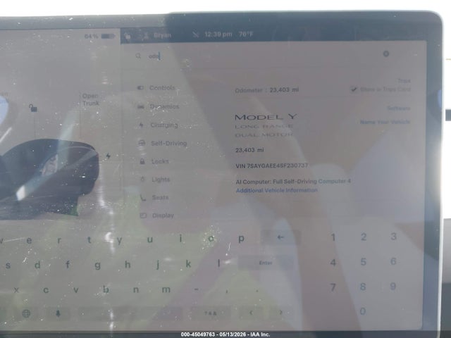 Aukcja sprzedaży 2025 Tesla Model Y Long Range Dual Motor All-wheel Drive, vin: 7SAYGAEE4SF230737, numer aukcji: 45049763