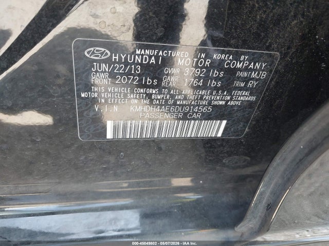 Aukcja sprzedaży 2013 Hyundai Elantra Limited, vin: KMHDH4AE6DU914565, numer aukcji: 45049802