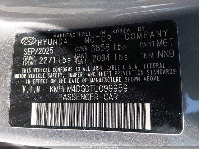 KMHLM4DG0TU099959 Hyundai Elantra Sel Sport