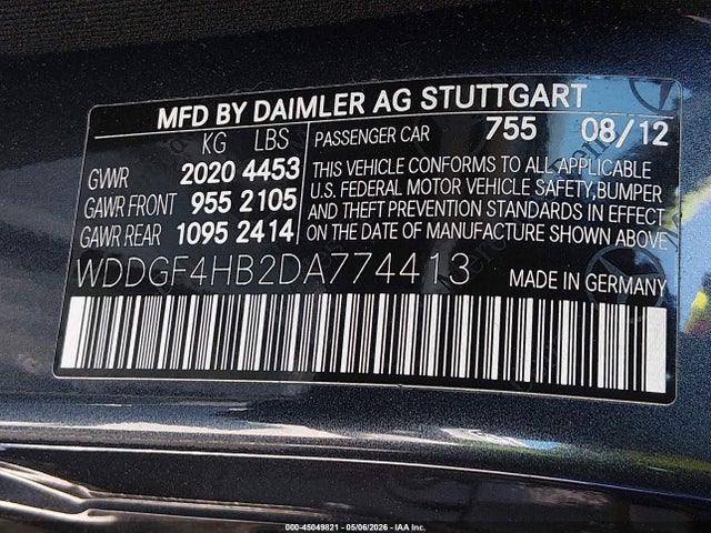 Продажа на аукционе авто 2013 Mercedes-benz C 250 Luxury, vin: WDDGF4HB2DA774413, номер лота: 45049821