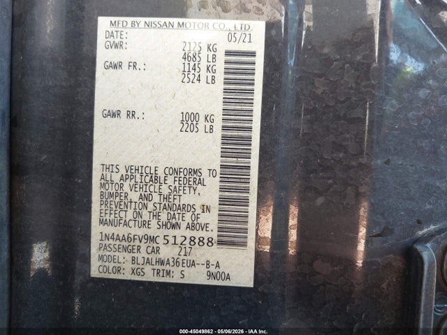 Nissan Maxima Platinum Xtronic Cvt 2021 1N4AA6FV9MC512888 Image 9