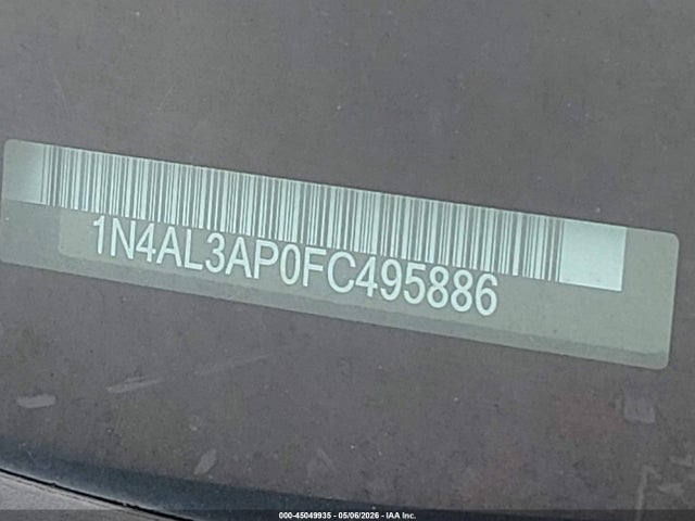 2015 Nissan Altima 2.5 S მანქანა იყიდება აუქციონზე, vin: 1N4AL3AP0FC495886, აუქციონის ნომერი: 45049935