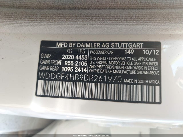 45049970 :رقم المزاد ، WDDGF4HB9DR261970 vin ، 2013 Mercedes-benz C 250 Luxury/sport مزاد بيع