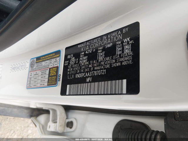 Auction sale of the 2026 Kia Seltos Lx, vin: KNDEPCAA3T7870721, lot number: 45049975