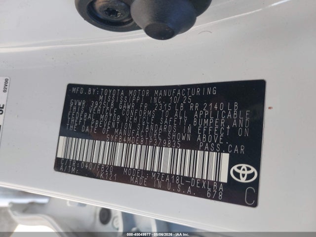 Aukcja sprzedaży 2026 Toyota Corolla Le, vin: 5YFB4MDE8TP379835, numer aukcji: 45049977