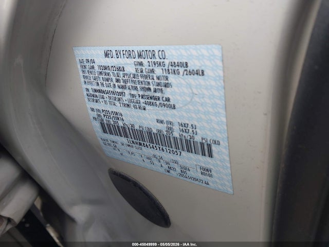 45049999 :رقم المزاد ، 1LNHM86S45Y612057 vin ، 2005 Lincoln Ls V6 مزاد بيع