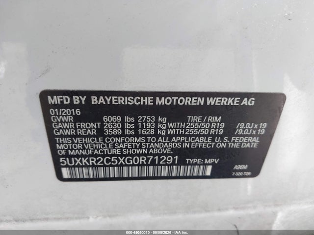 Aukcja sprzedaży 2016 Bmw X5 Sdrive35i, vin: 5UXKR2C5XG0R71291, numer aukcji: 45050010