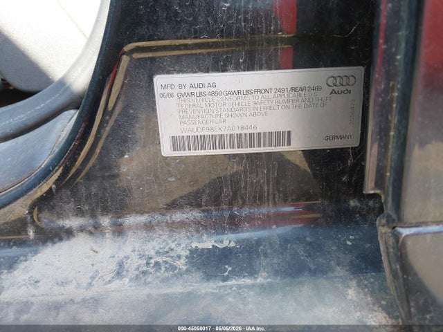 Продажа на аукционе авто 2007 Audi A4 2.0t, vin: WAUDF98EX7A018446, номер лота: 45050017