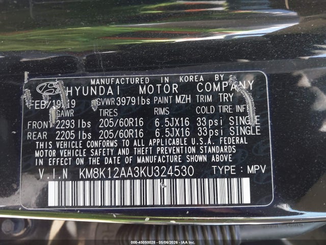 KM8K12AA3KU324530 Hyundai Kona Se
