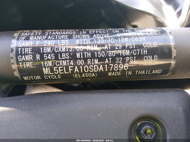 2025 Kawasaki El450 A მანქანა იყიდება აუქციონზე, vin: ML5ELFA10SDA17896, აუქციონის ნომერი: 45050048