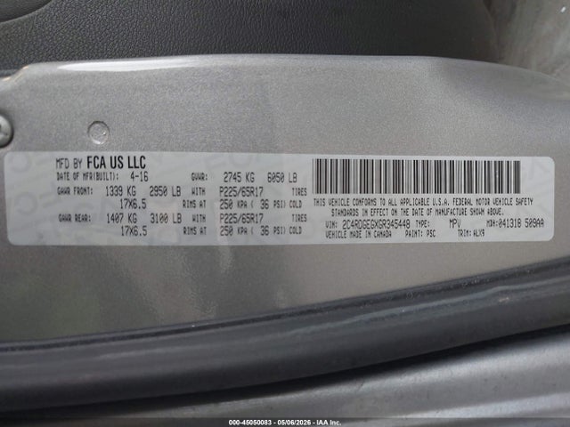 Продажа на аукционе авто 2016 Dodge Grand Caravan R/t, vin: 2C4RDGEGXGR345448, номер лота: 45050083
