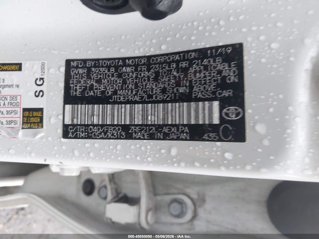 JTDEPRAE7LJ089211 Toyota COROLLA LE