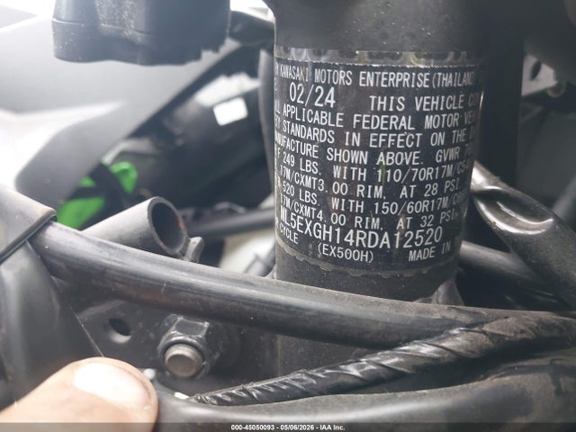 Aukcja sprzedaży 2024 Kawasaki Ex500 H, vin: ML5EXGH14RDA12520, numer aukcji: 45050093