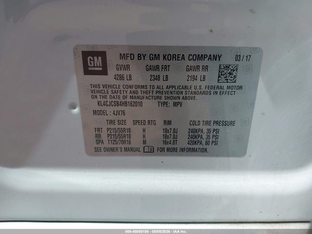 Продажа на аукционе авто 2017 Buick Encore Essence, vin: KL4CJCSB4HB162010, номер лота: 45050105