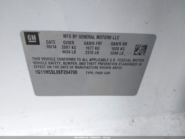 Aukcja sprzedaży 2014 Chevrolet Malibu 1lz, vin: 1G11H5SL0EF294708, numer aukcji: 45050134