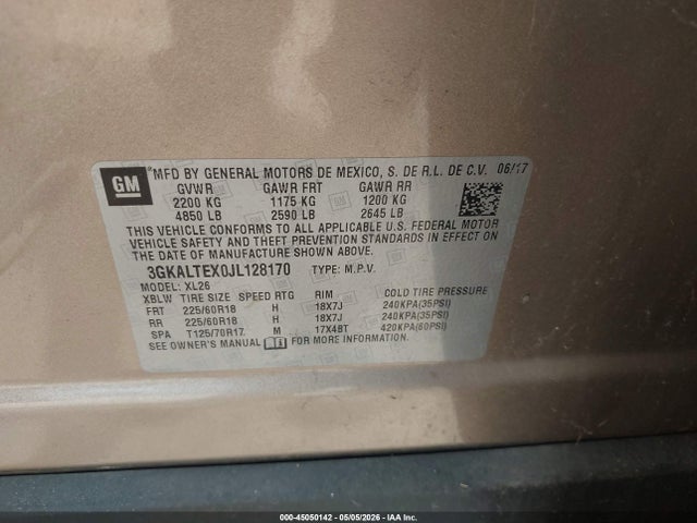 2018 Gmc Terrain Sle მანქანა იყიდება აუქციონზე, vin: 3GKALTEX0JL128170, აუქციონის ნომერი: 45050142