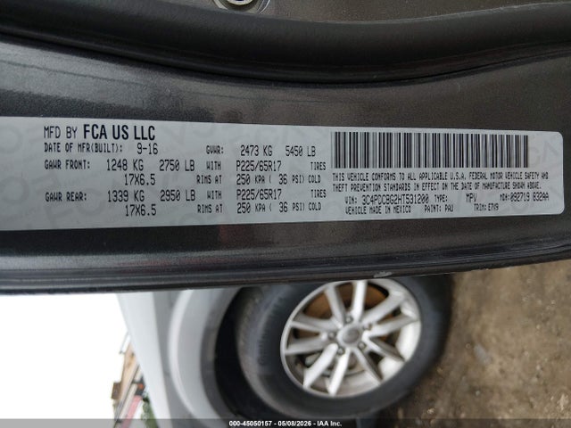 Aukcja sprzedaży 2017 Dodge Journey Sxt, vin: 3C4PDCBG2HT531200, numer aukcji: 45050157