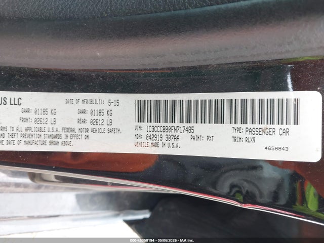 Aukcja sprzedaży 2015 Chrysler 200 S, vin: 1C3CCCBB0FN717485, numer aukcji: 45050194