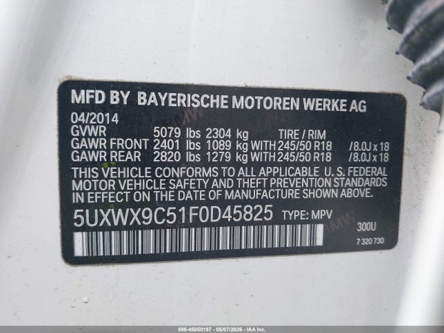 Продаж на аукціоні авто 2015 Bmw X3 Xdrive28i, vin: 5UXWX9C51F0D45825, номер лоту: 45050197