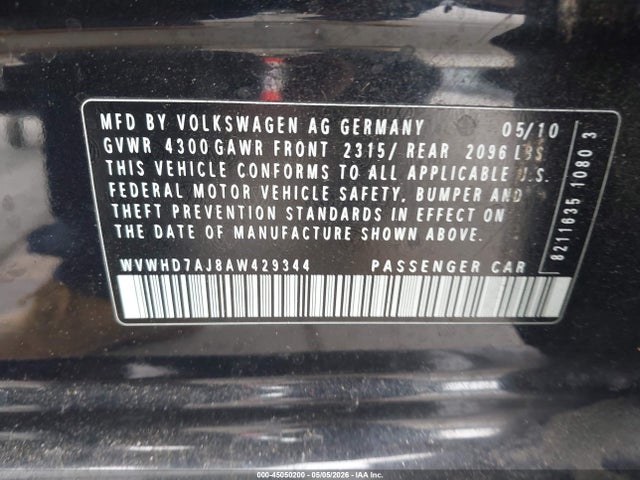 Продаж на аукціоні авто 2010 Volkswagen Gti 4-door, vin: WVWHD7AJ8AW429344, номер лоту: 45050200