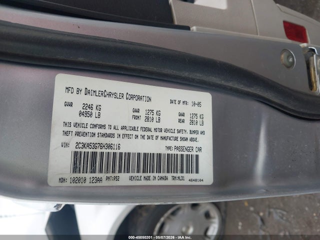 2006 Chrysler 300 Touring მანქანა იყიდება აუქციონზე, vin: 2C3KA53G76H306116, აუქციონის ნომერი: 45050201
