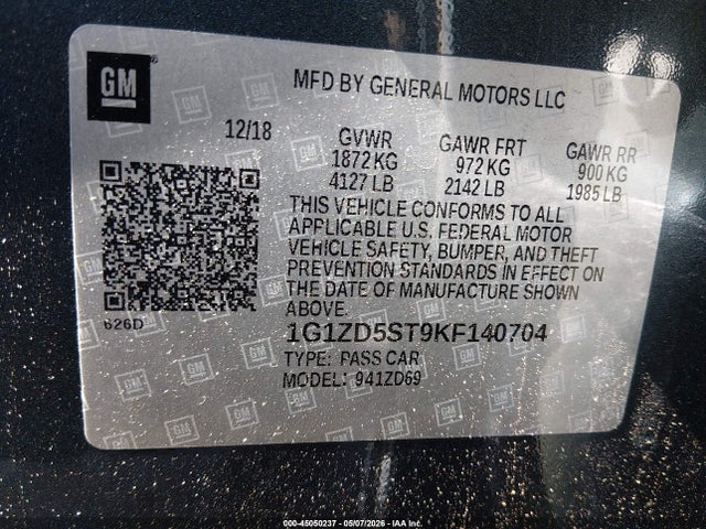 Chevrolet MALIBU LT 2019 1G1ZD5ST9KF140704 Image 9