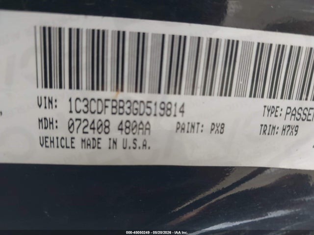 2016 Dodge Dart Sxt მანქანა იყიდება აუქციონზე, vin: 1C3CDFBB3GD519814, აუქციონის ნომერი: 45050249
