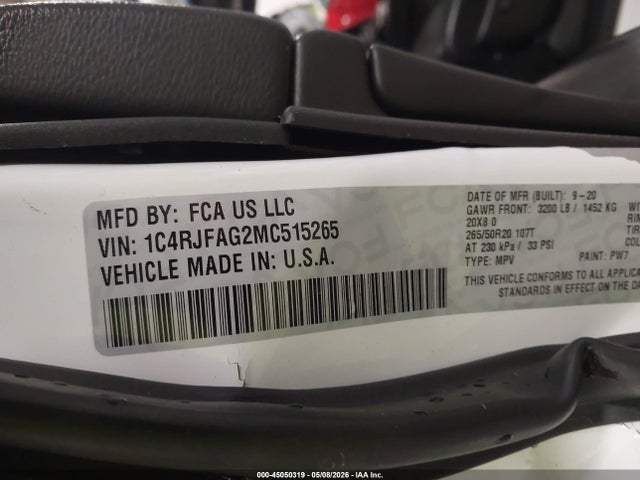 Aukcja sprzedaży 2021 Jeep Grand Cherokee Laredo X 4x4, vin: 1C4RJFAG2MC515265, numer aukcji: 45050319