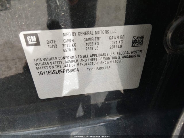 45050325 :رقم المزاد ، 1G11E5SL0EF153954 vin ، 2014 Chevrolet Malibu 2lt مزاد بيع