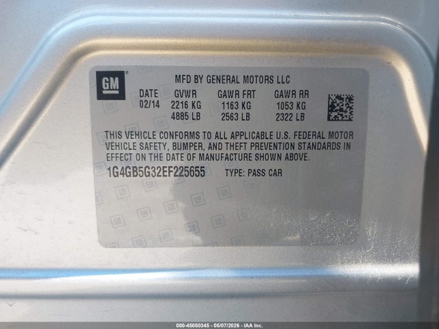 Продажа на аукционе авто 2014 Buick Lacrosse Leather Group, vin: 1G4GB5G32EF225655, номер лота: 45050345