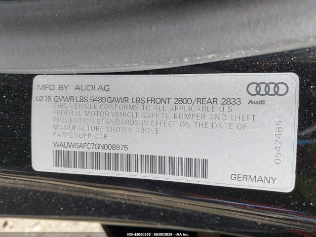 45050359 :رقم المزاد ، WAUWGAFC7GN008975 vin ، 2016 Audi A7 3.0t Premium Plus مزاد بيع