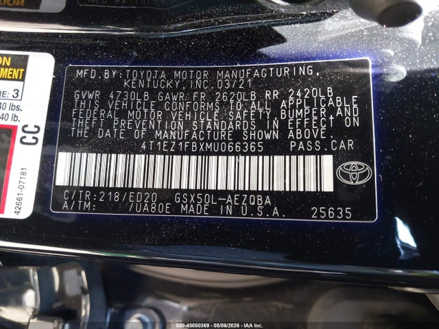 Продаж на аукціоні авто 2021 Toyota Avalon Xse Nightshade, vin: 4T1EZ1FBXMU066365, номер лоту: 45050369