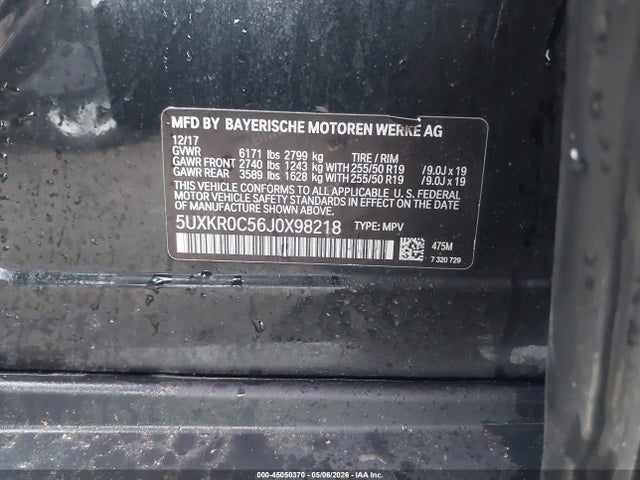 Продажа на аукционе авто 2018 Bmw X5 Xdrive35i, vin: 5UXKR0C56J0X98218, номер лота: 45050370