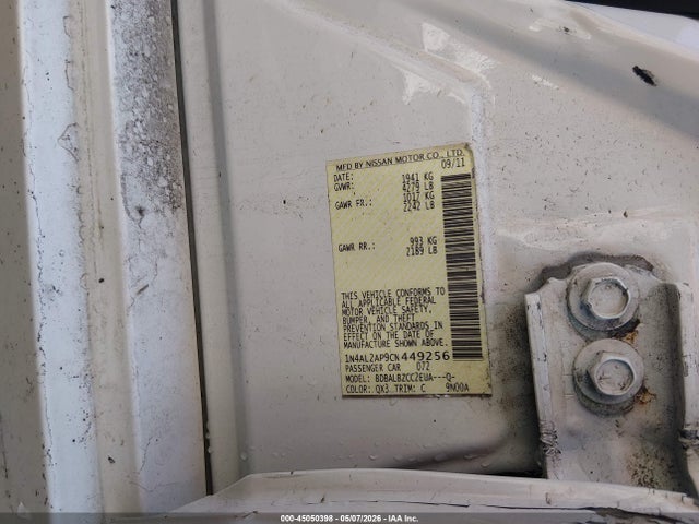 Aukcja sprzedaży 2012 Nissan Altima 2.5 S, vin: 1N4AL2AP9CN449256, numer aukcji: 45050398