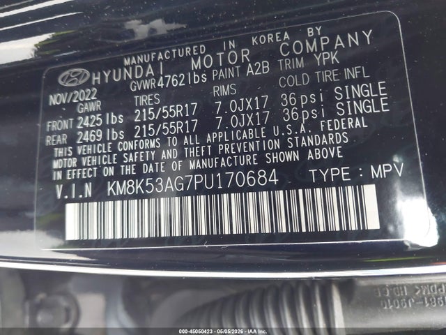 Aukcja sprzedaży 2023 Hyundai Kona Electric Limited, vin: KM8K53AG7PU170684, numer aukcji: 45050423