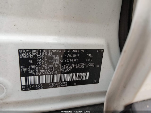 45050432 :رقم المزاد ، 2T3RWRFV0RW209163 vin ، 2024 Toyota Rav4 Hybrid Xle مزاد بيع