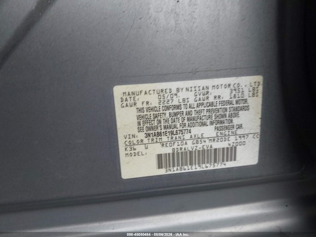 Aukcja sprzedaży 2009 Nissan Sentra 2.0sl, vin: 3N1AB61E19L675774, numer aukcji: 45050484