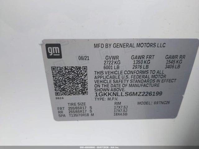 Продаж на аукціоні авто 2021 Gmc Acadia Awd At4, vin: 1GKKNLLS6MZ226199, номер лоту: 45050500