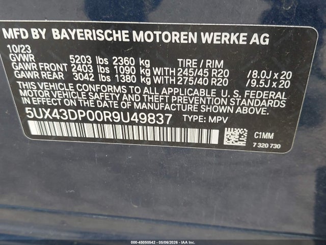 BMW X3 Sdrive30i 2024 5UX43DP00R9U49837 Image 9