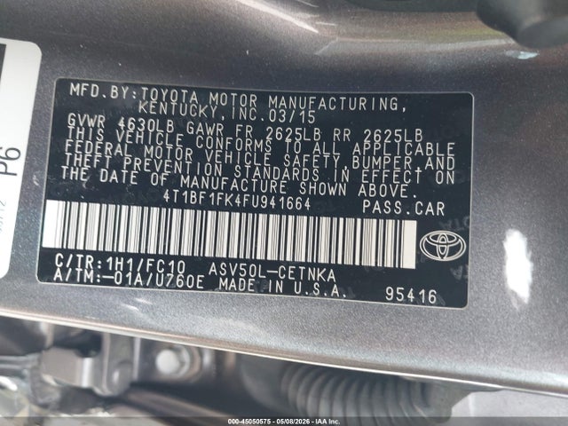 Продажа на аукционе авто 2015 Toyota Camry Le, vin: 4T1BF1FK4FU941664, номер лота: 45050575