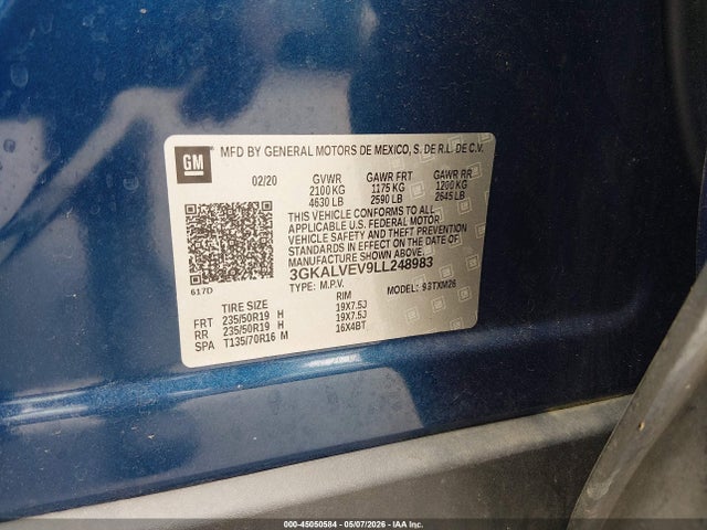 Aukcja sprzedaży 2020 Gmc Terrain Awd Slt, vin: 3GKALVEV9LL248983, numer aukcji: 45050584
