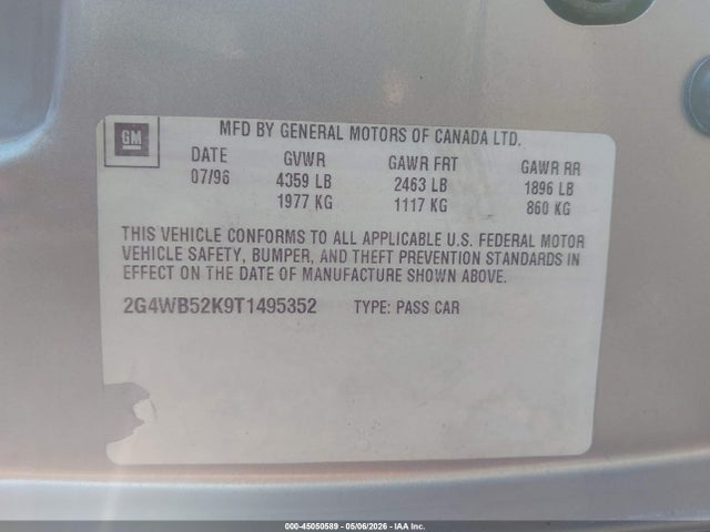 Aukcja sprzedaży 1996 Buick Regal Custom, vin: 2G4WB52K9T1495352, numer aukcji: 45050589
