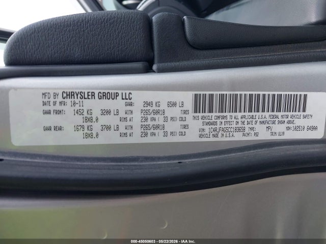Aukcja sprzedaży 2012 Jeep Grand Cherokee Laredo, vin: 1C4RJFAG5CC183658, numer aukcji: 45050603