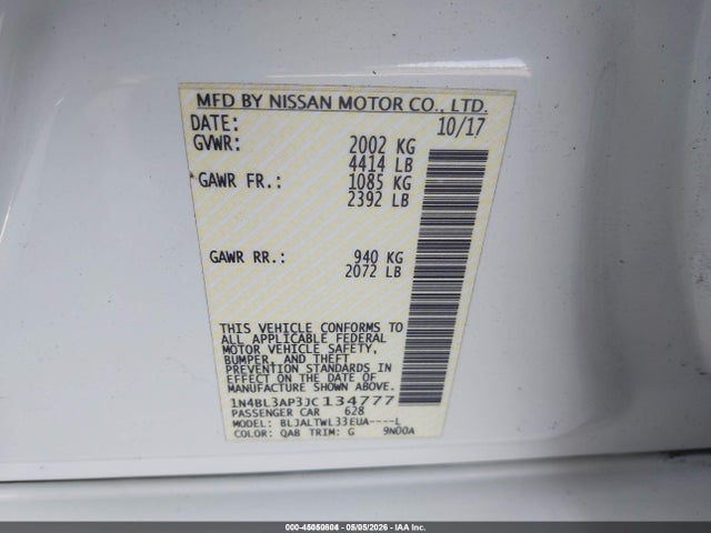 Nissan Altima 3.5 Sl 2018 1N4BL3AP3JC134777 Image 9