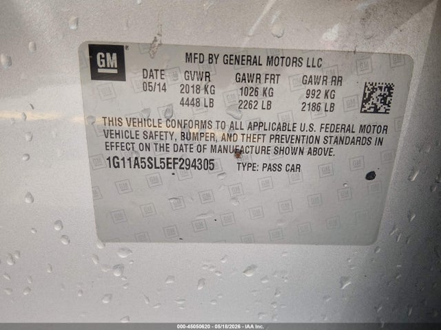 Продажа на аукционе авто 2014 Chevrolet Malibu 1fl, vin: 1G11A5SL5EF294305, номер лота: 45050620
